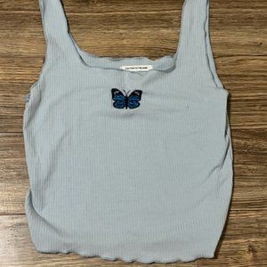 Caution To The Wind, Cropped Light Blue Tank